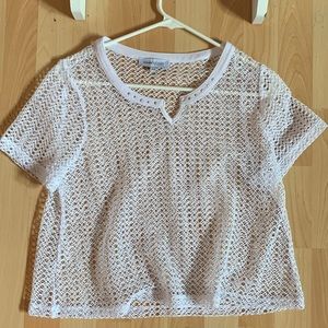 White mesh cropped top